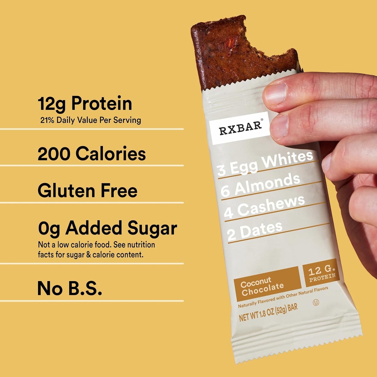 RXBAR Coconut Chocolate Protein Bars, 12 Count, 22oz Box