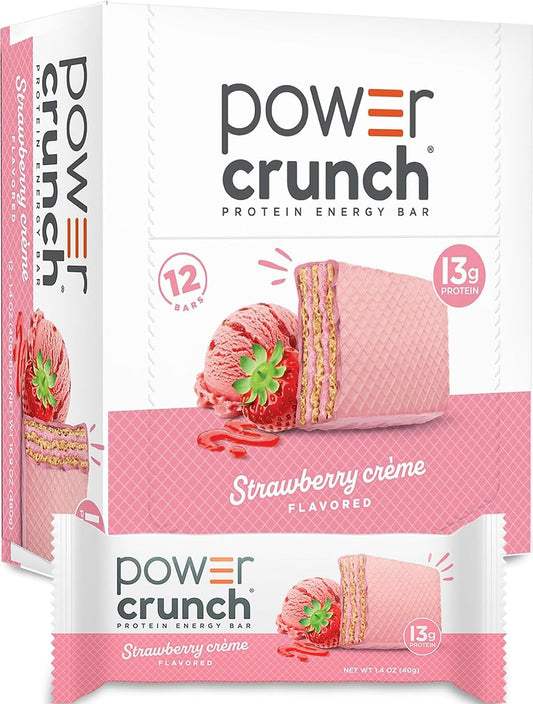 Power Crunch Protein Energy Wafer Bars Strawberry Crème 1.4 Ounce 12 Count