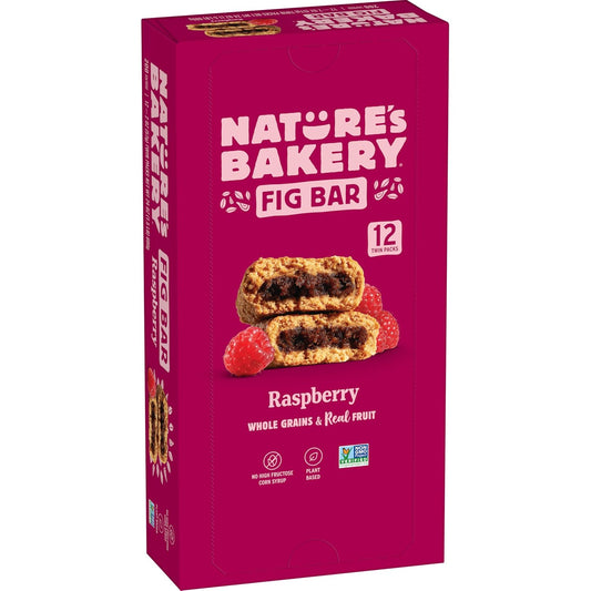 Nature's Bakery Whole Wheat Fig Bars, Raspberry, Real Fruit, Vegan, Non-GMO, Snack bar, 12 twin packs