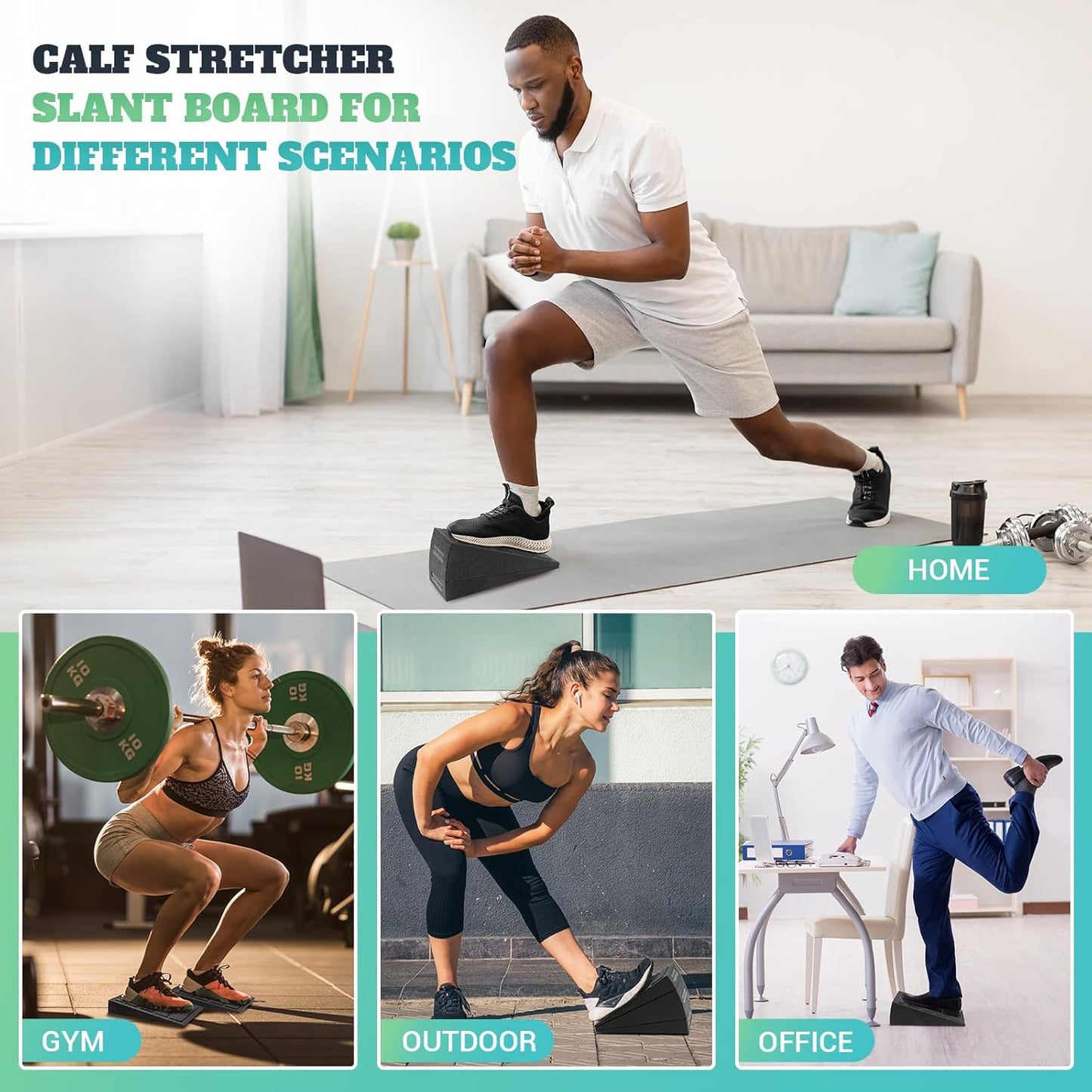 Slant Board for Calf Stretching, 5 Adjustable Angles, 480 lbs Capacity