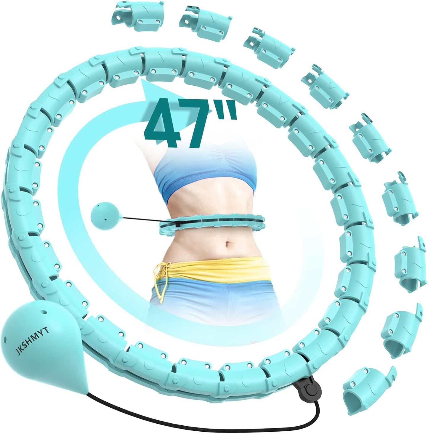 Weighted Hula Hoop for Adults - 47" Fitness Hoop with 24 Detachable Links for Weight Loss