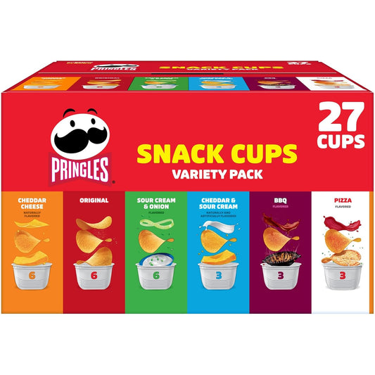 Pringles Potato Crisps Chips Variety Pack 19.5oz Box 27 Cups