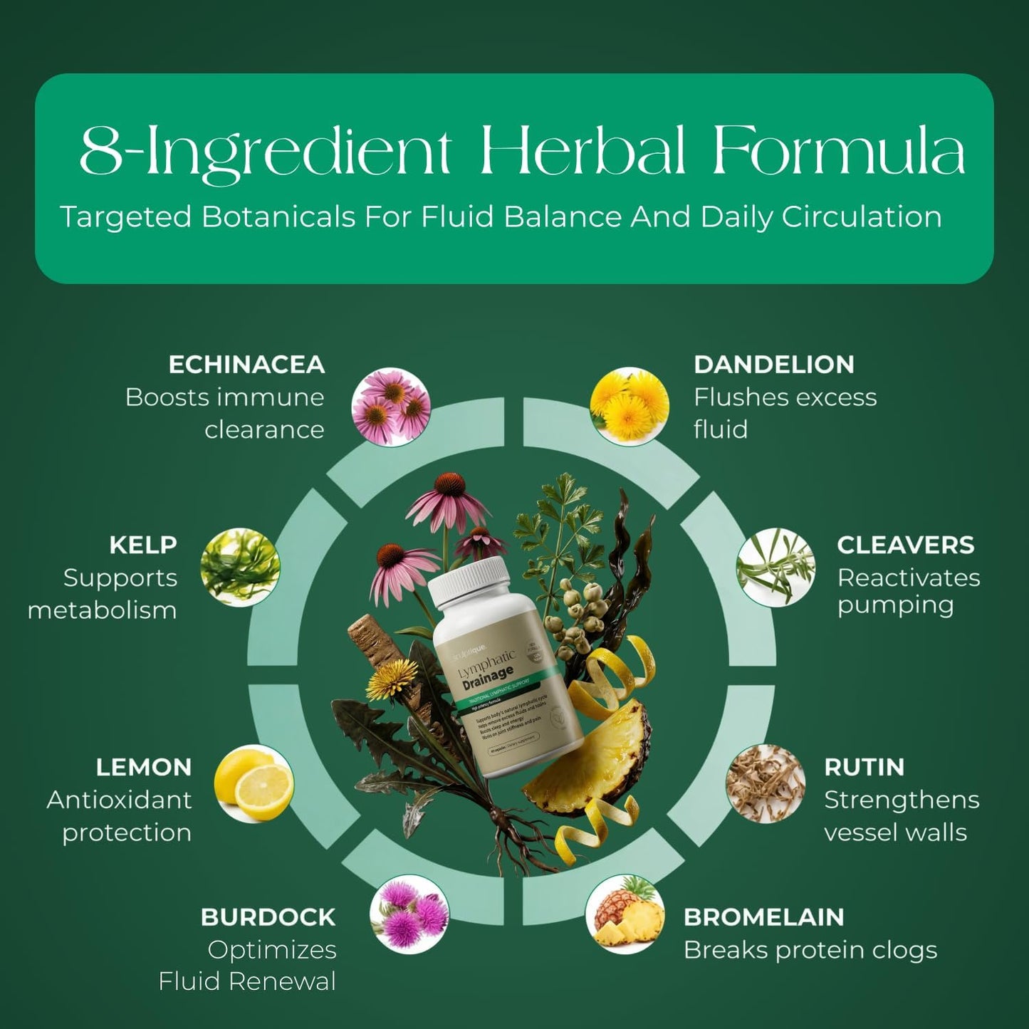 Lymphatic Drainage Supplement with Dandelion, Burdock, Cleavers & Echinacea