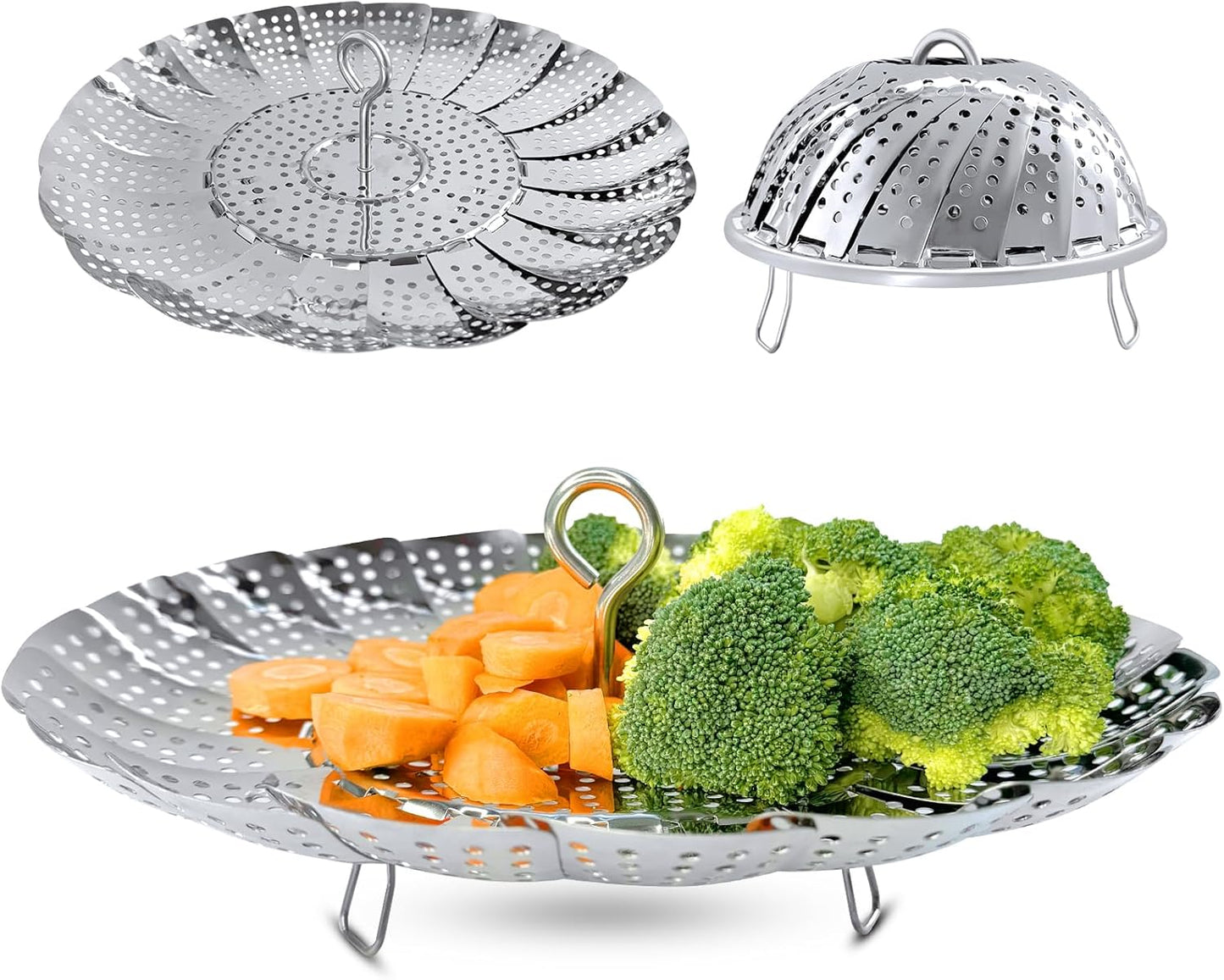 Vegetable Steamer Basket, Premium Stainless Steel Veggie Steamer Basket - Folding Expandable Steamers to Fits Various Size Pot Small by SAYFINE (5.5" to 9.2")