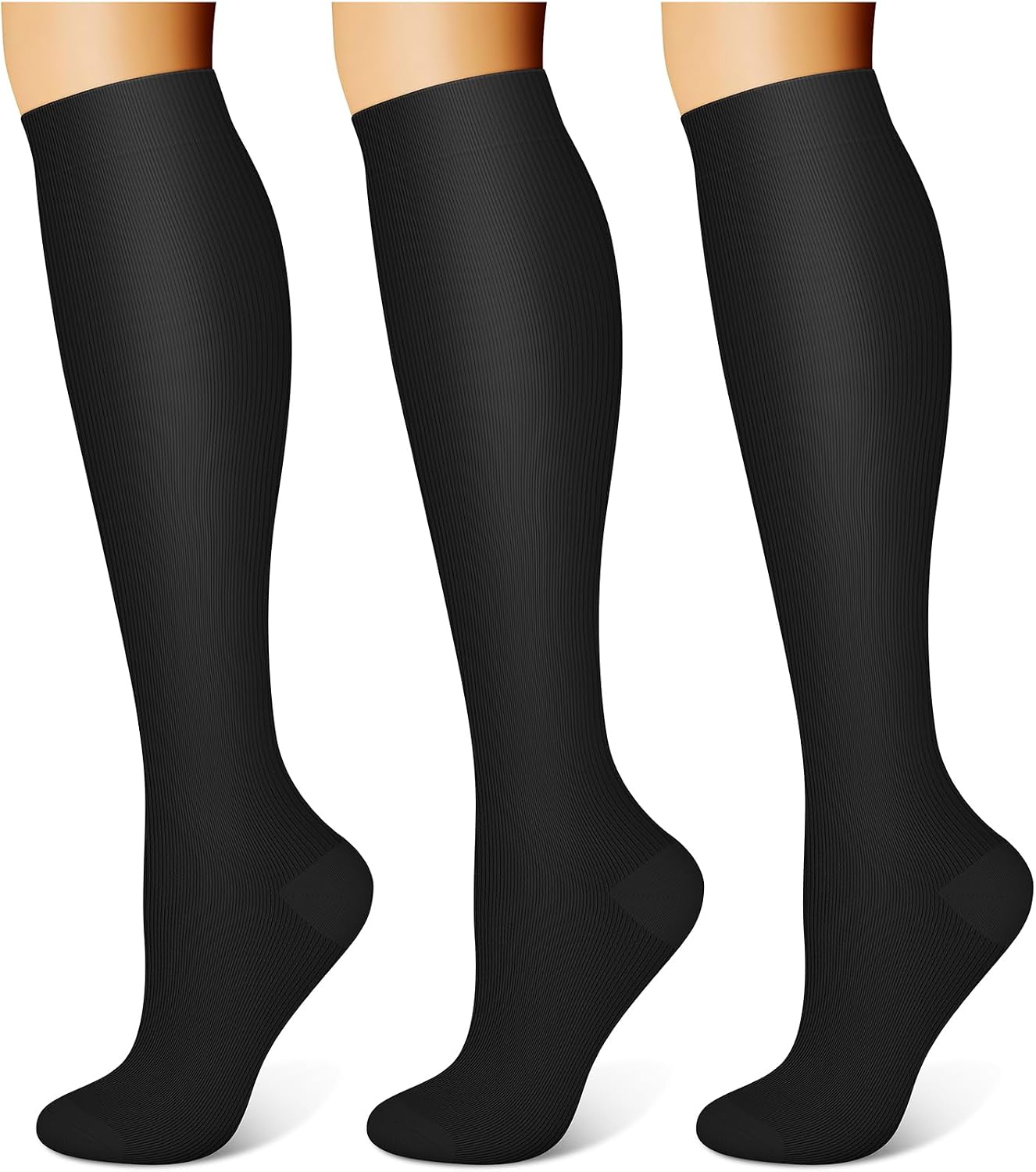 WITHYOU 3 Pairs Compression Socks 15-20 mmHg for Women and Men