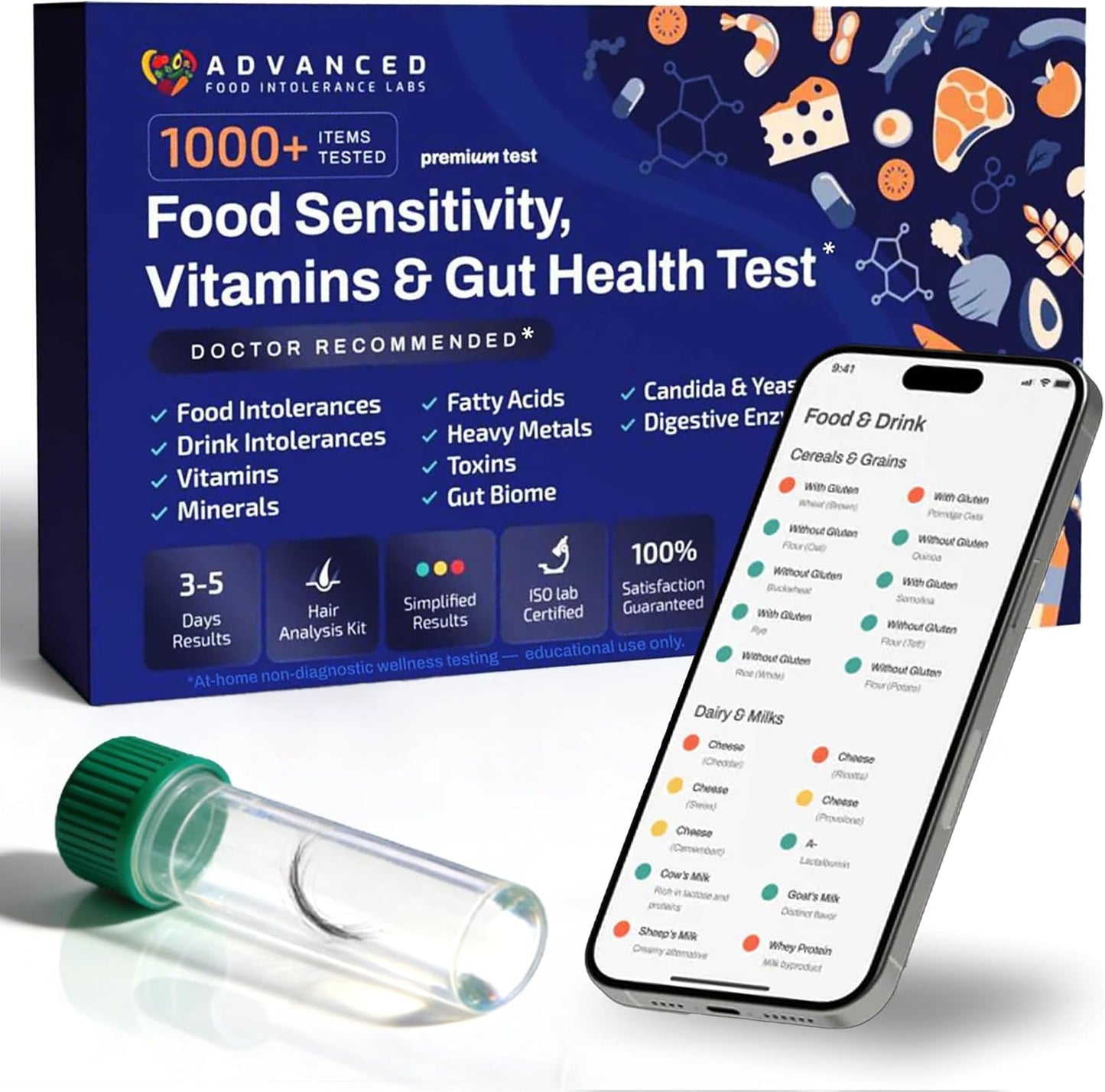 Afil At-Home Wellness Test Kit for Adults and Kids, 1000+ Food and Drink Analysis
