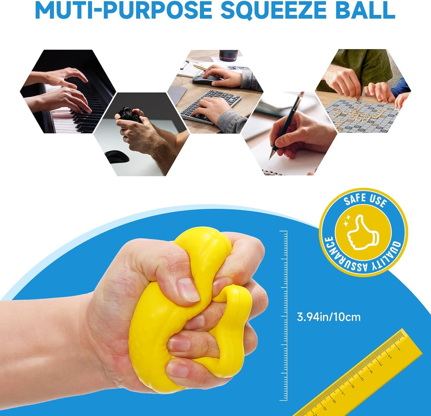 Fanwer Finger Exerciser Hand Squeeze Ball - Strength Trainer for Rehab, Arthritis, Carpal Tunnel