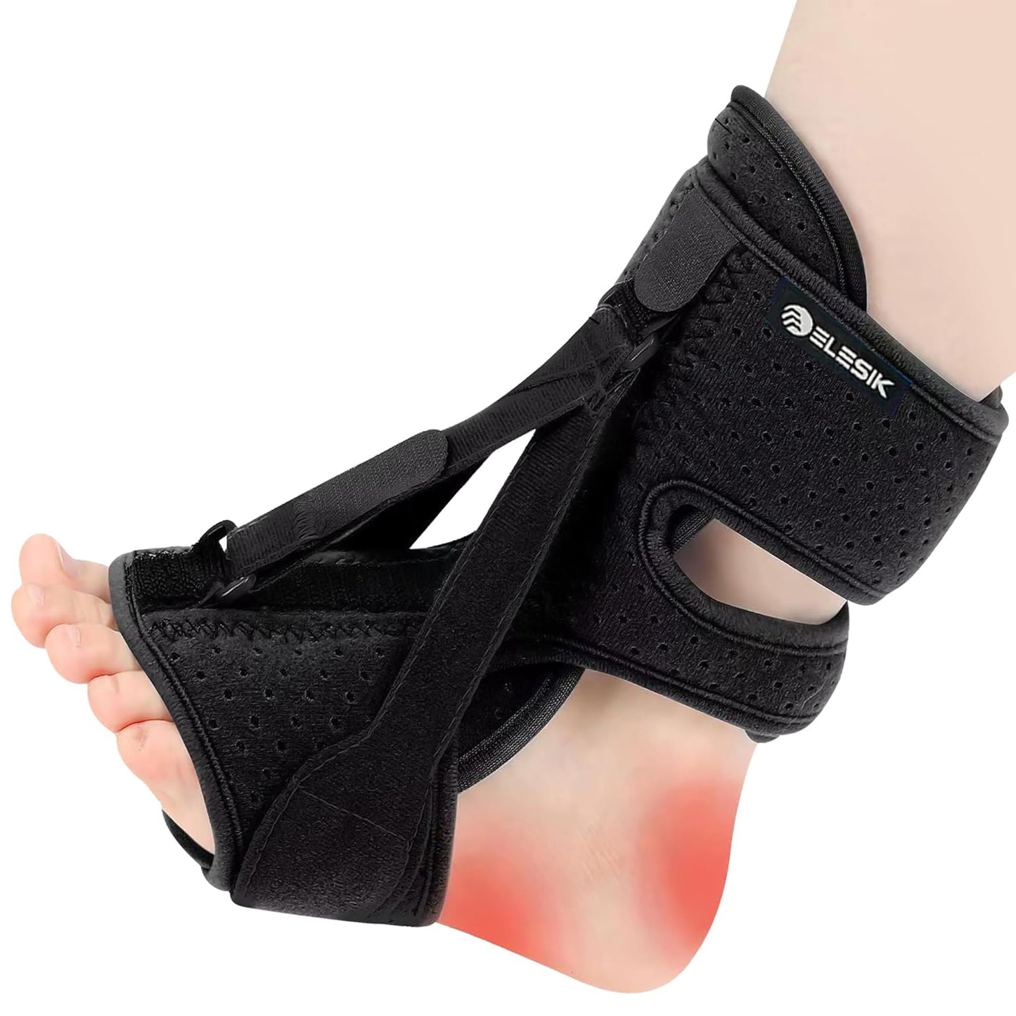 Plantar Fasciitis Night Splint, Foot Drop and Achilles Tendonitis Relief Brace for Men and Women, Black