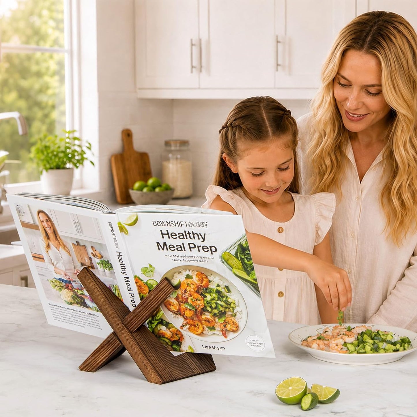 PUERSI Cookbook Stand for Kitchen, Recipe Book Holder for Kitchen Counter, Wooden Cookbook Holder, Rustic Cook Book Holder Stand - Rustic Brown - 1 Set | Wooden Cookbook Holder, Rustic Cook Book Holder Stand - Rustic Brown - 1 Set