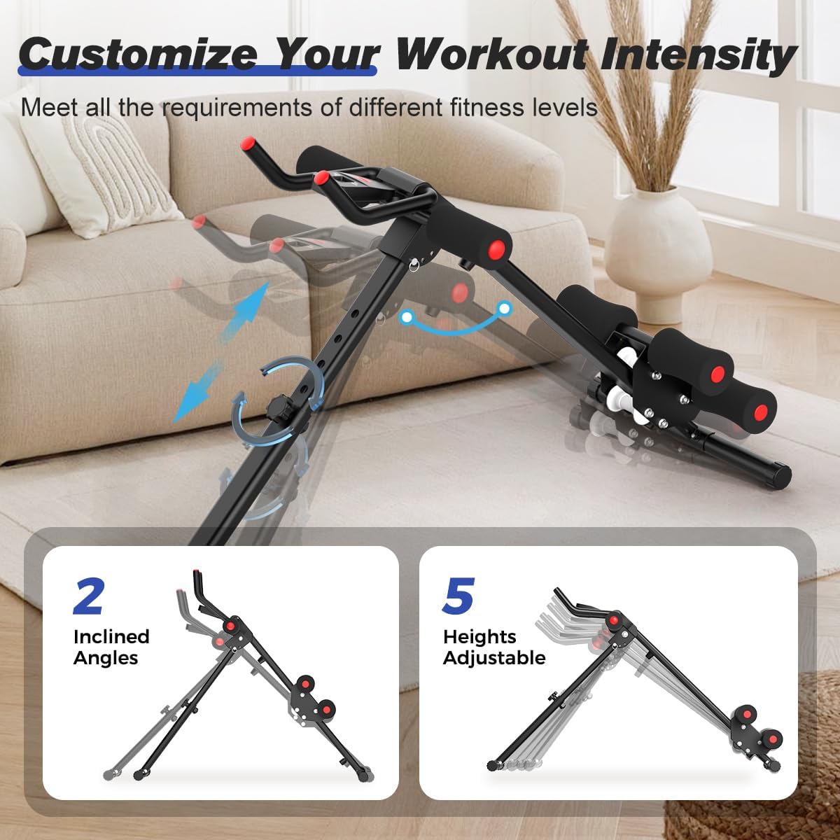 RELIFE Adjustable Ab Trainer Machine - Foldable Ab Cruncher, Full Body Workout, 440 LBS Capacity