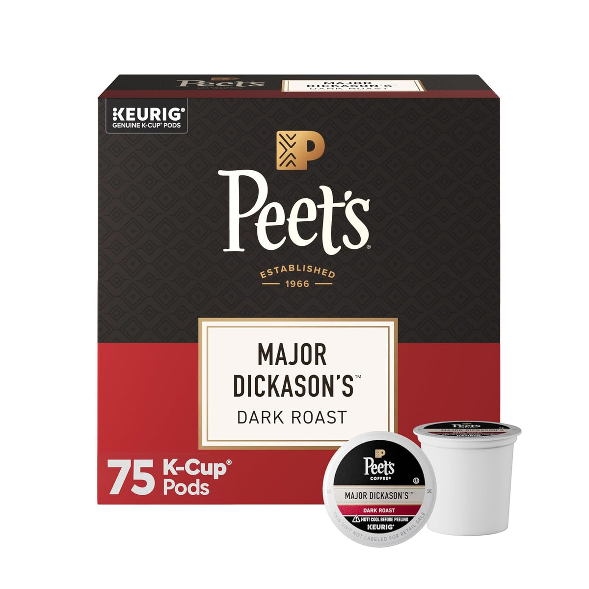 Peet's Coffee Dark Roast Keurig K-Cup Pods 100% Arabica Coffee 75 Count