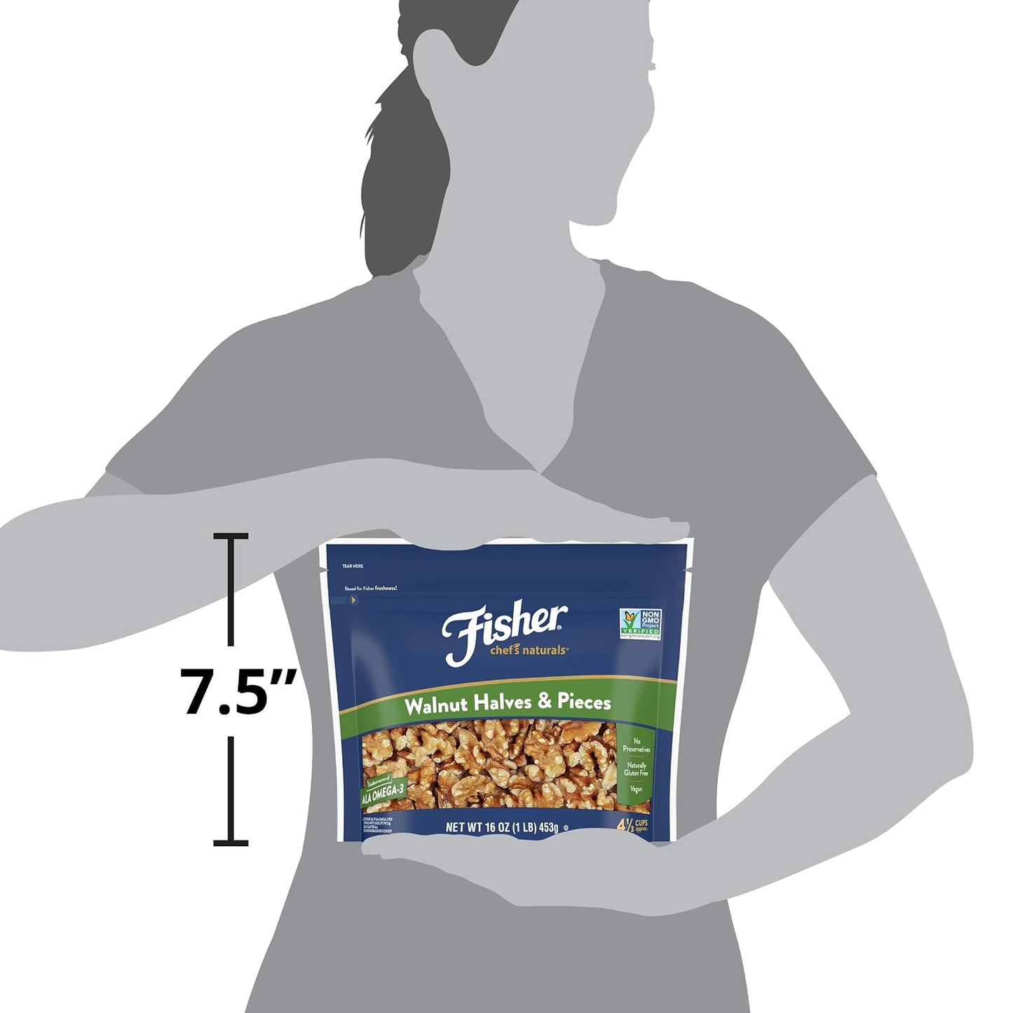 Fisher Chef's Naturals Walnut Halves & Pieces 16 oz for Baking and Cooking