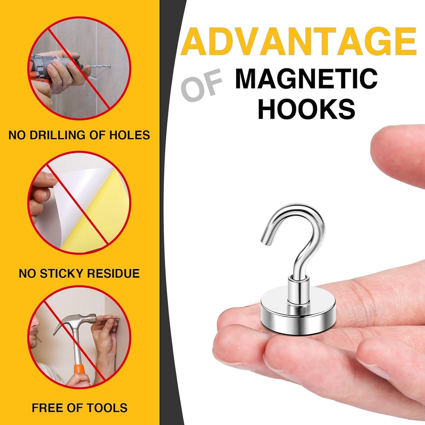 DIYMAG Magnetic Hooks 20pcs 30lbs+ Cruise Essentials 2026 Magnet Hook | Neodymium Heavy Duty Strong Magnets Hanging Ship Cabins Refrigerator Fridge Classroom Beach Vacation Kitchen Grills Home Tool