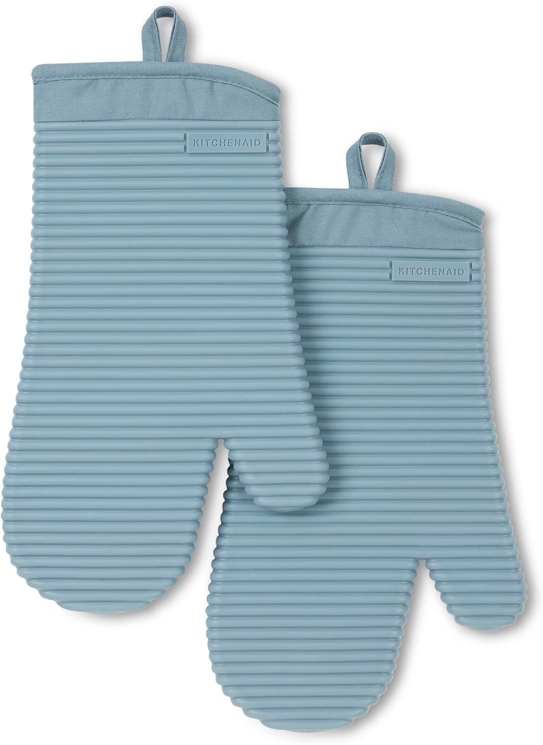 KITCHENAID Ribbed Soft Silicone Oven Mitt 2-Pack Set, 7.5"x13", Milkshake Tan