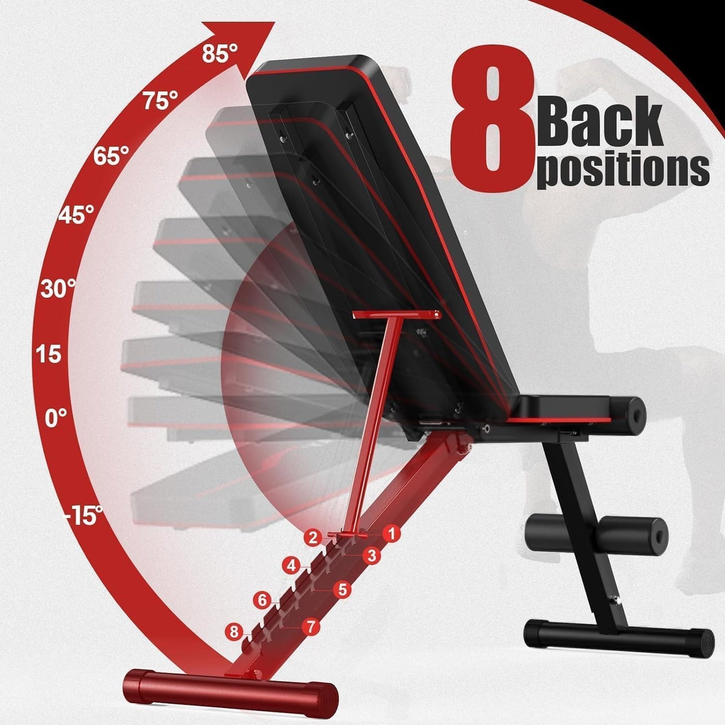 Adjustable Weight Bench Press, 880LB Capacity, Folding Home Gym Bench