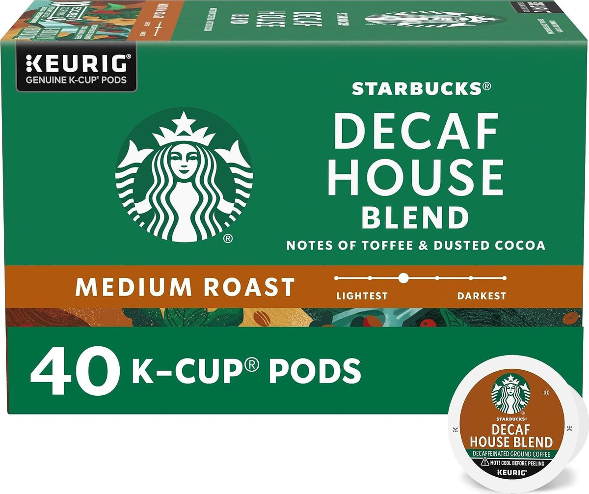 Starbucks Decaf House Blend Medium Roast K-Cup Coffee Pods for Keurig Brewers