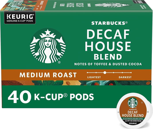 Starbucks Decaf House Blend Medium Roast K-Cup Coffee Pods for Keurig Brewers