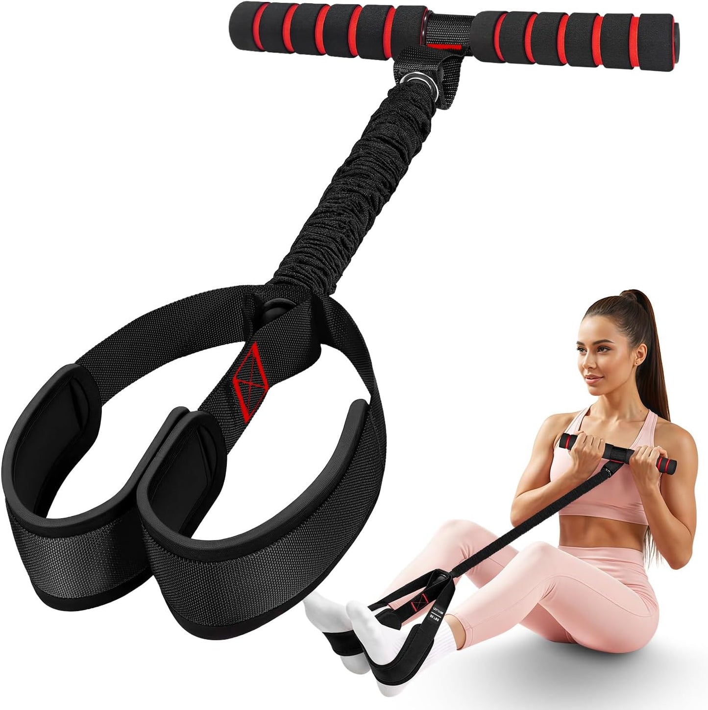 55lbs Pedal Resistance Bands with Handles for Full Body Workout