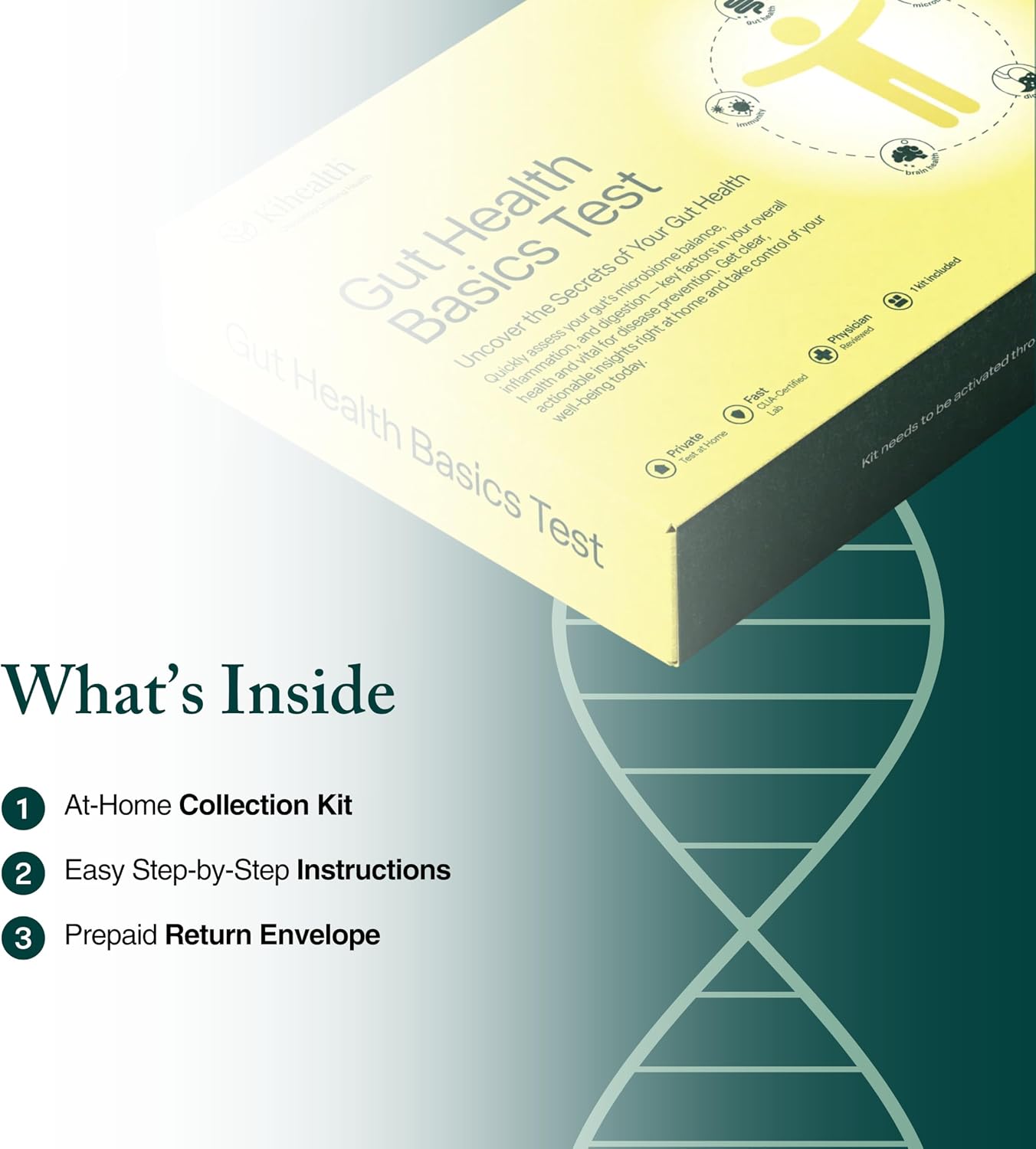 KiHealth Gut Health Basics Test at-Home Stool Test Kit for Digestion and Microbiome Balance