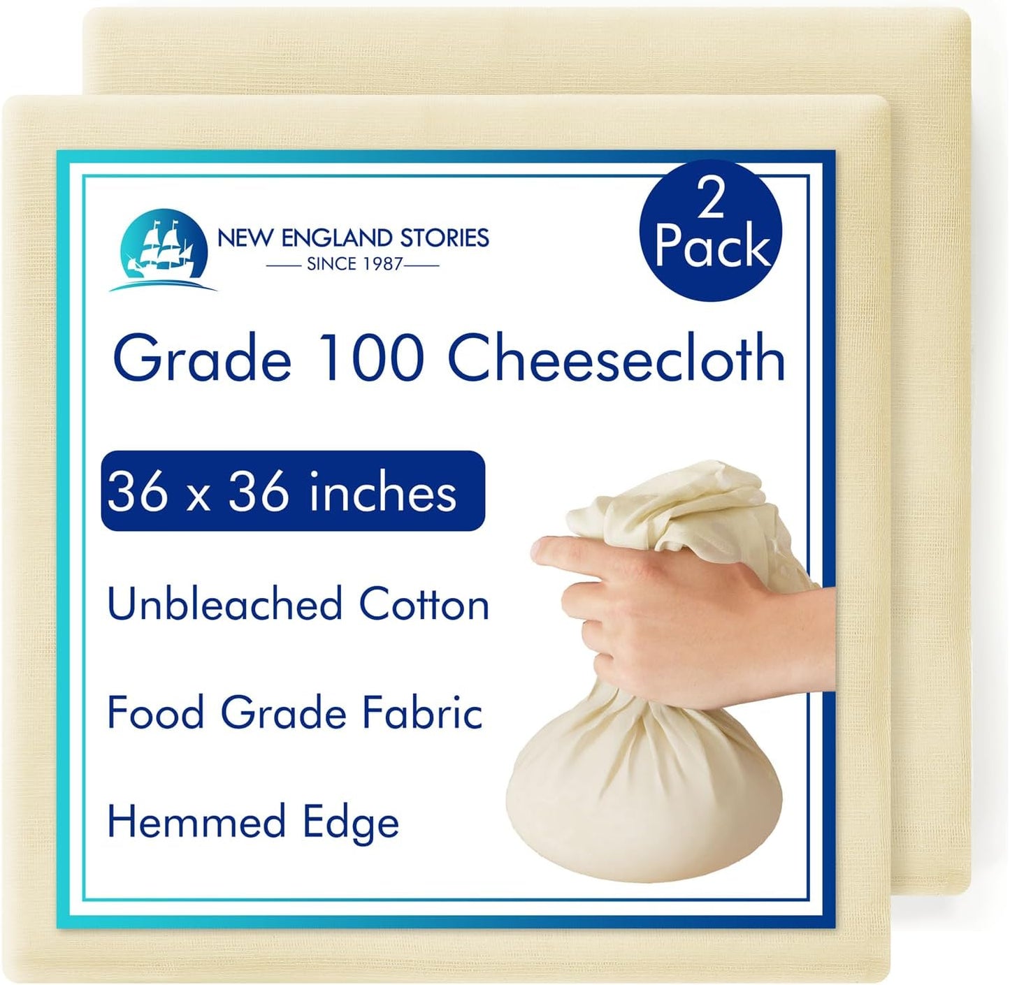 8 PCS Reusable Cheesecloth, Grade 100, 20x20 Inch Hemmed Cheese Cloth for Straining Craft, 100% Cotton Unbleached Cloth Strainer for Cooking, Baking, Juicing, Cheese Making