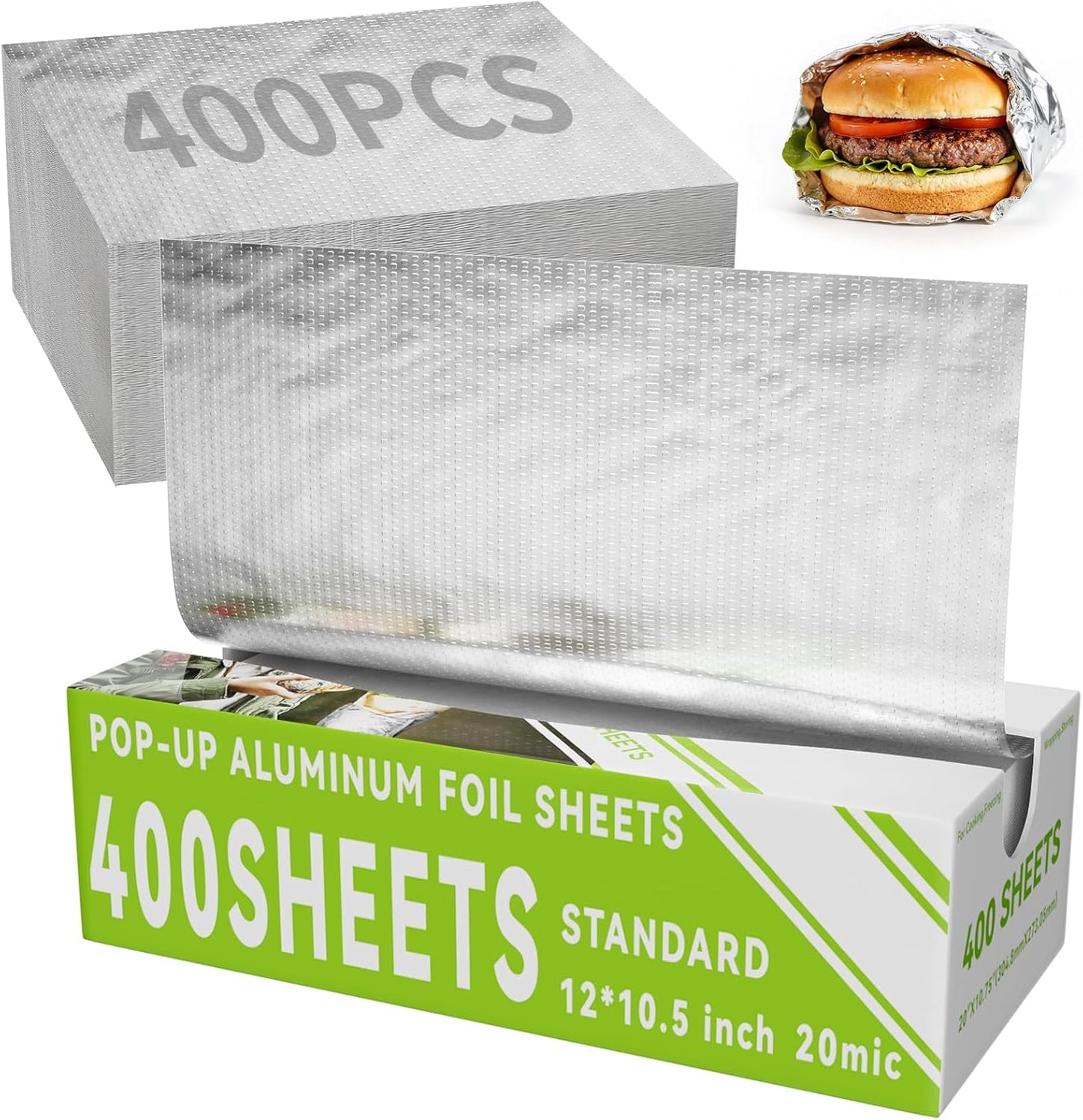 Aluminum Foil Roll, 12in x 350Sq Ft Aluminum Foil, Thick Strong Tin Foil with Cutter, Food Safe Cling Wrap for Cooking, Baking, Roasting, Grilling, Freezer Storage