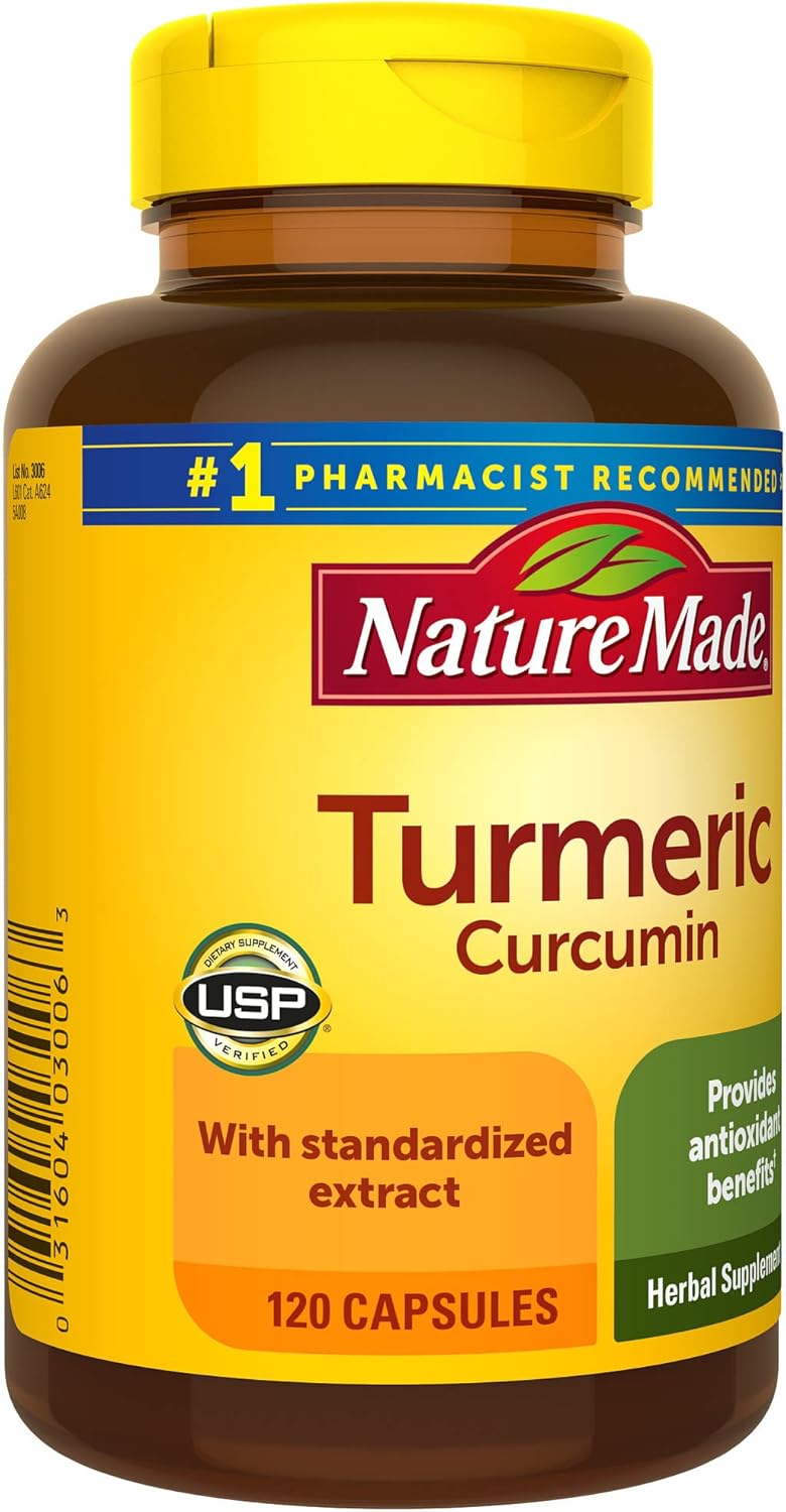 Nature Made Turmeric Curcumin 500 mg, Turmeric Curcumin Supplement for Antioxidant Support, Herbal Supplements, 120 Capsules, 120 Day Supply