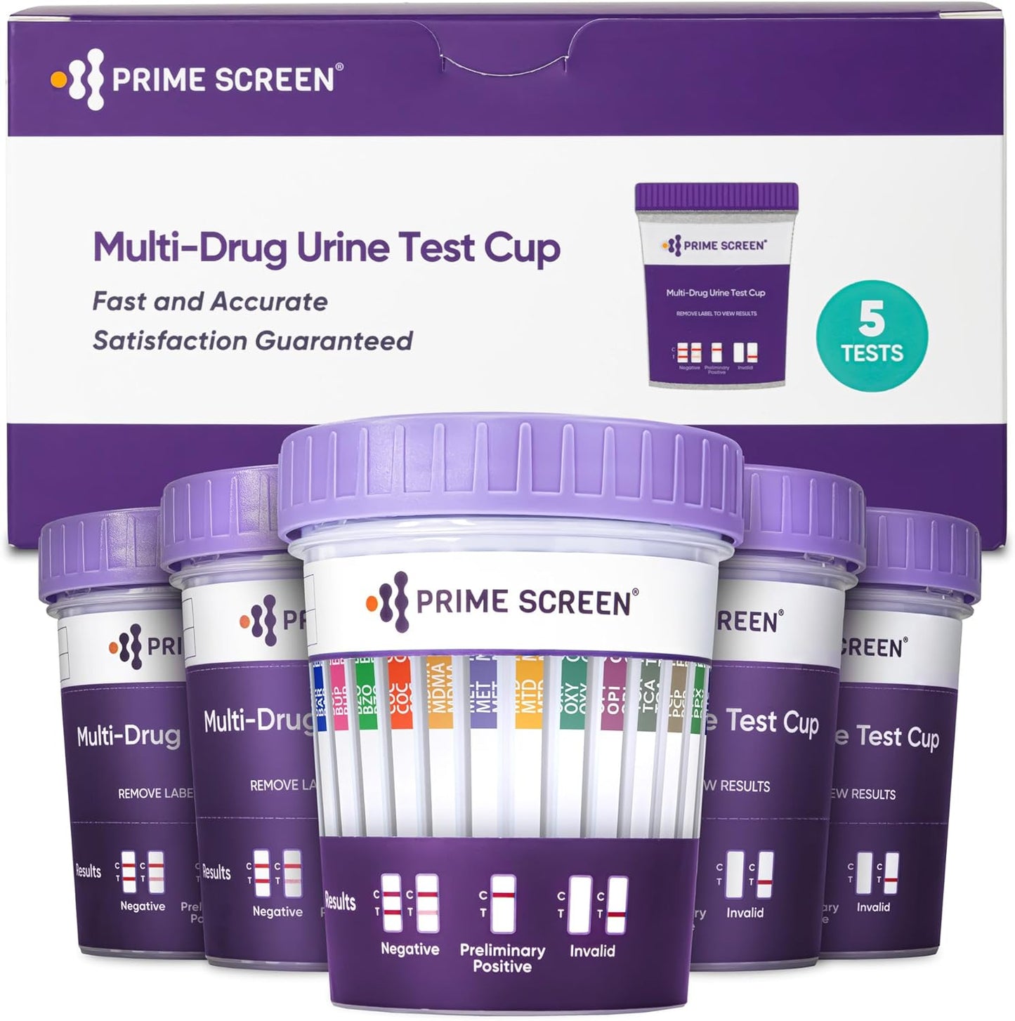 Prime Screen 14 Panel Urine Drug Test Cup - Instant Testing for 14 Drugs