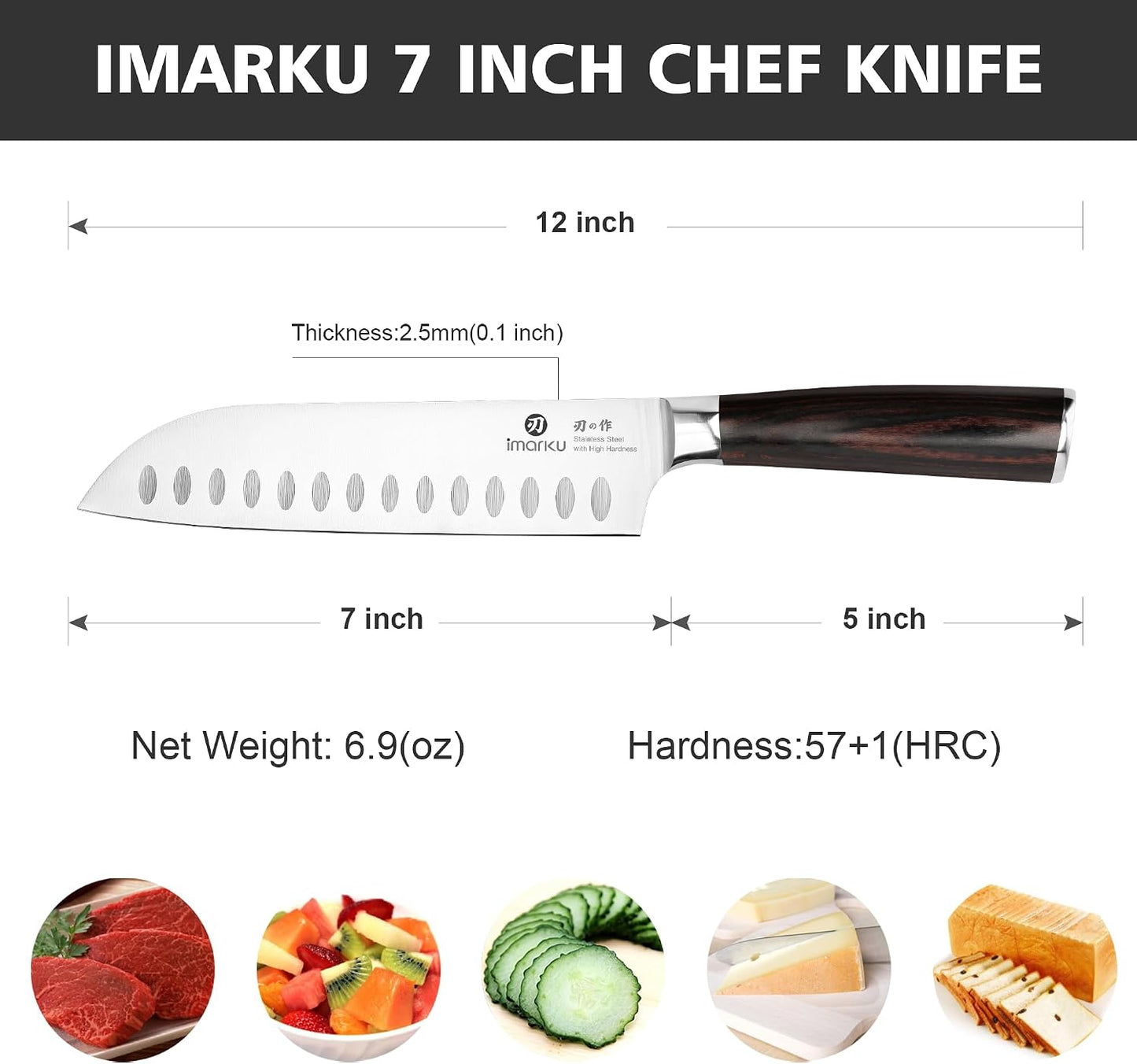 imarku Santoku Knife 7 Inch with Sharp Japanese High Carbon Stainless Steel | Ultra Sharp Chef Knife, Kitchen Gadgets 2026, Apartment Essentials with This Kitchen Knife, Unique Gifts for Women Men