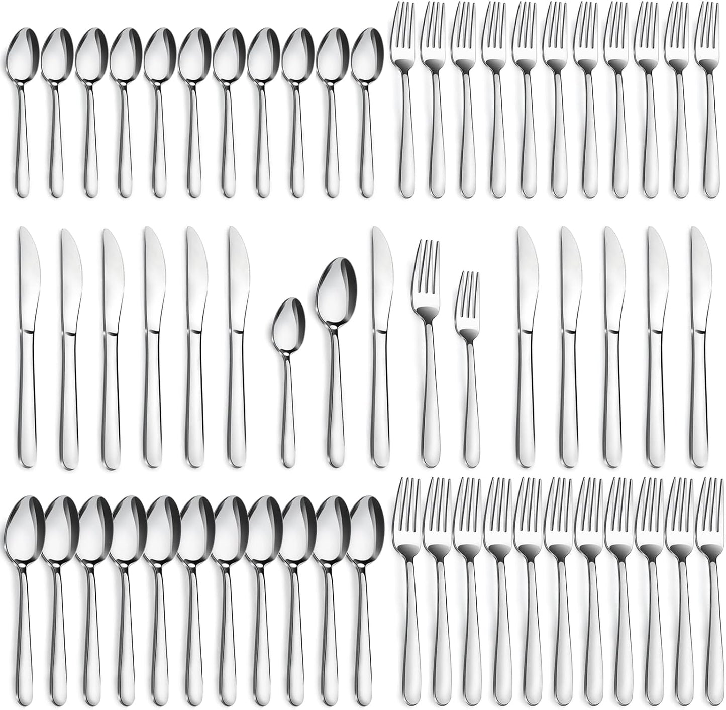 Pleafind 72-Pieces Silverware Set for 12, Flatware Set with Steak Knives, Stainless Steel Cutlery Set, Include Forks Spoons and Knives Set, Dishwasher Safe Utensil Sets for Home Restaurant
