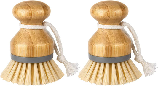 MR.SIGA Bamboo Palm Brush, Dish Scrub Brush, Bamboo Dish Brush, Pack of 2 | Scrub brush for dishes, pans, pots, kitchen sink cleaning, palm scrubber, palm scrub brush, dish scrubber