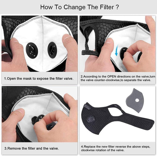 Activated Carbon Face Filters with 8 Exhaust Valves for Cycling Masks