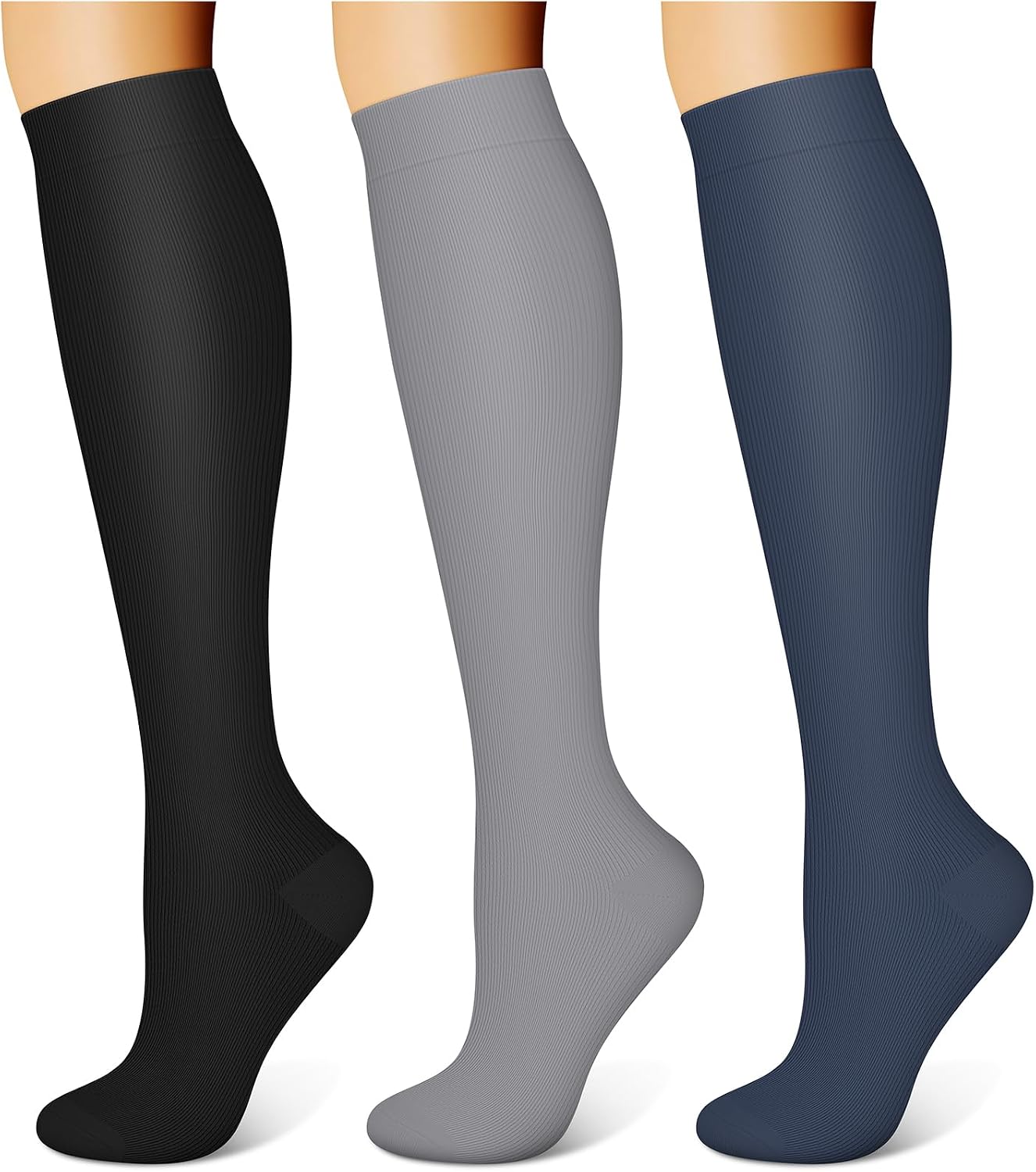 WITHYOU 3 Pairs Compression Socks 15-20 mmHg for Women and Men