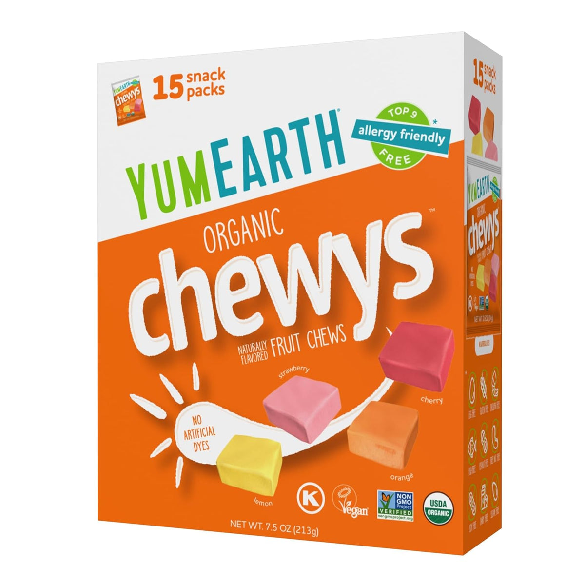 yumearth organic chewy fruit flavored candies assorted 7.5oz allergy friendly gluten free