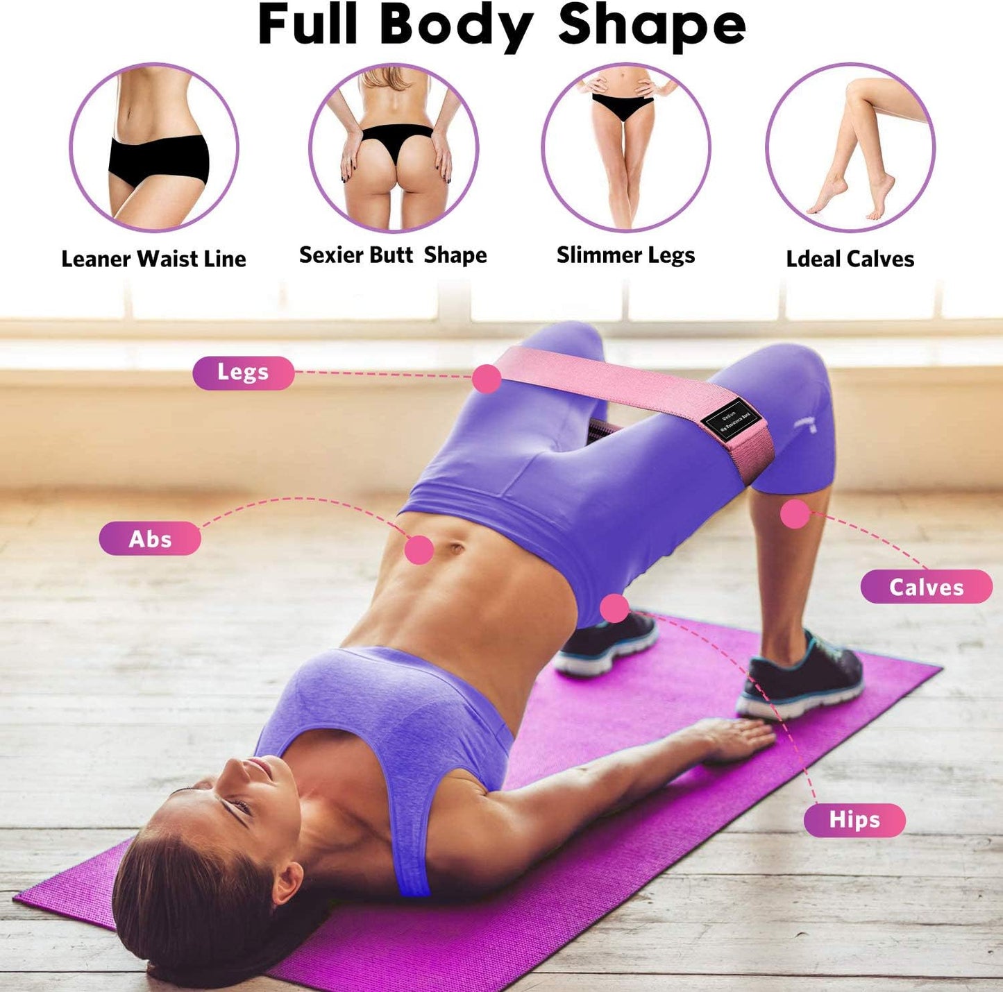 Renoj 3-Set Resistance Bands for Pilates, Yoga, Home Gym