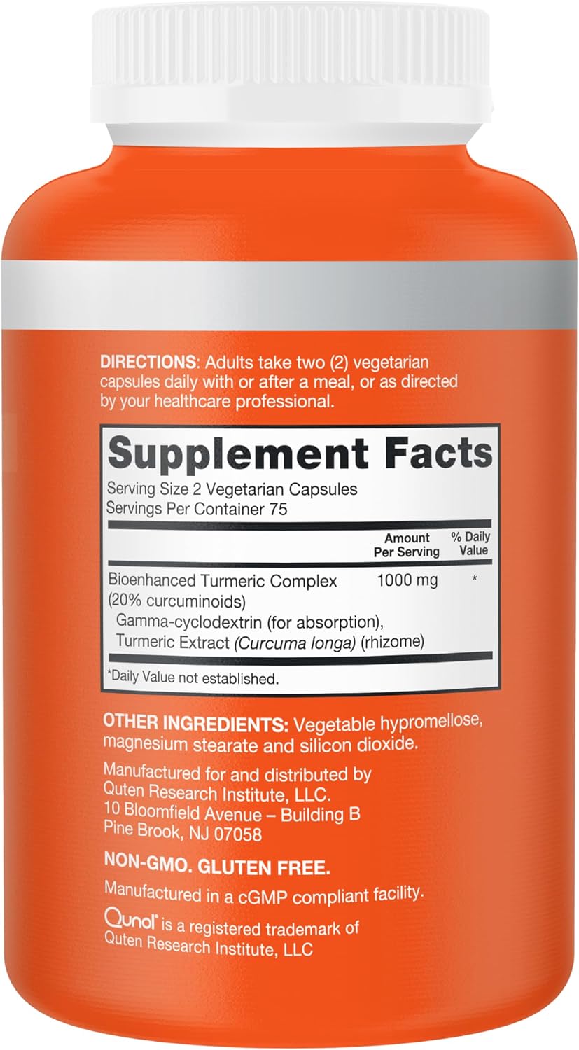 Qunol Turmeric Curcumin Supplement, 1000mg with Ultra High Absorption, for Joint Support, Extra Strength Capsules, 150 Count