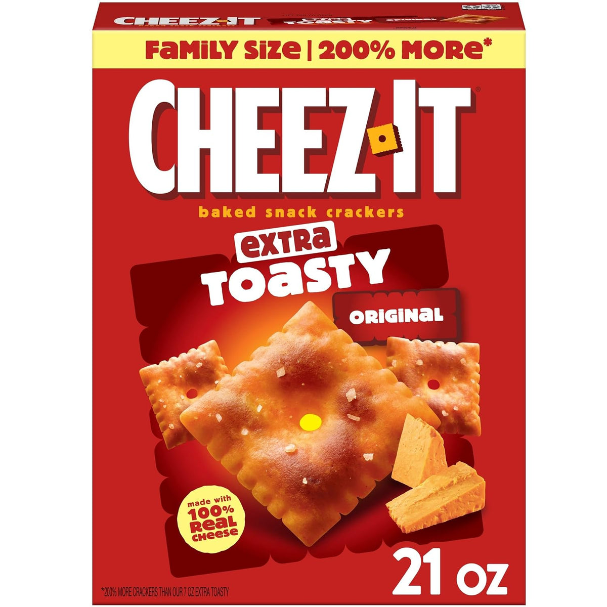 Cheez-It Extra Toasty Baked Snack Crackers Family Size 21oz Box