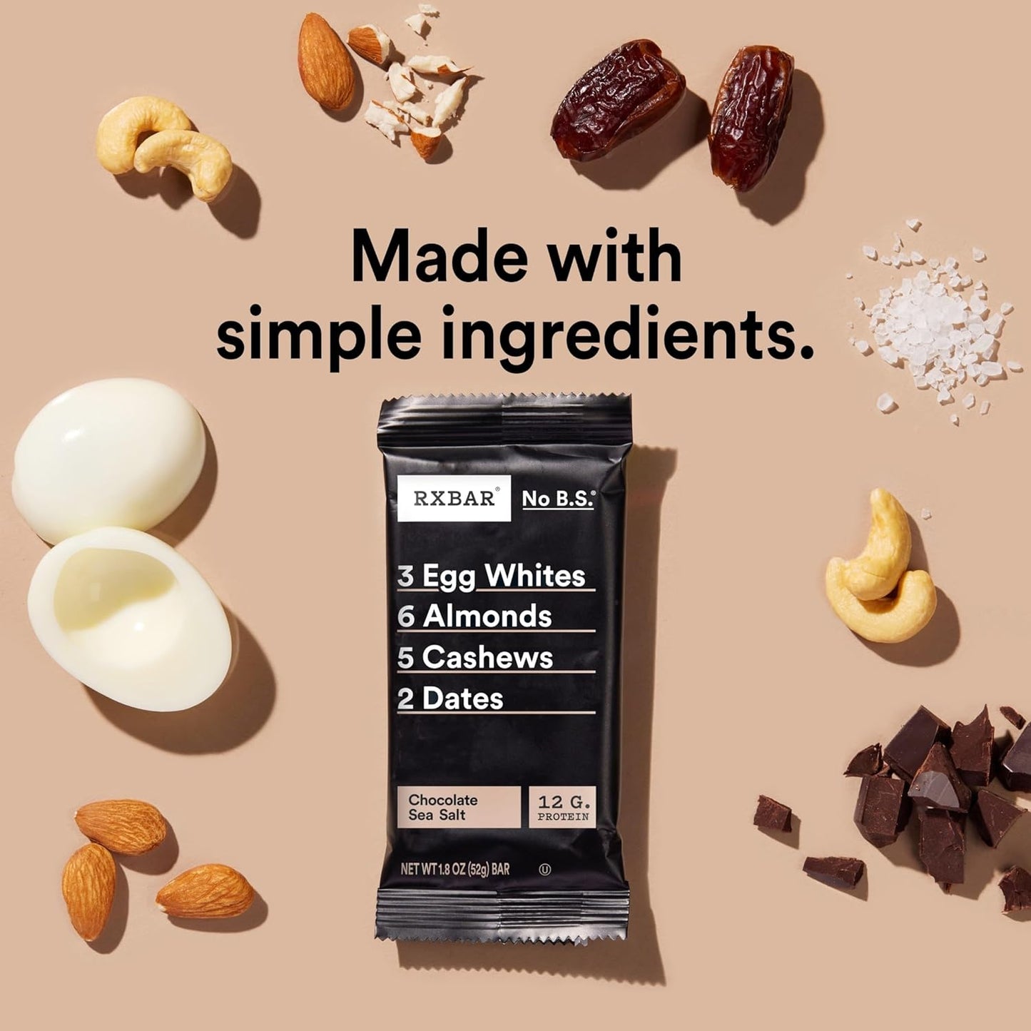RXBAR Protein Bars, 10 Count, 18.3oz Box, Chocolate Sea Salt