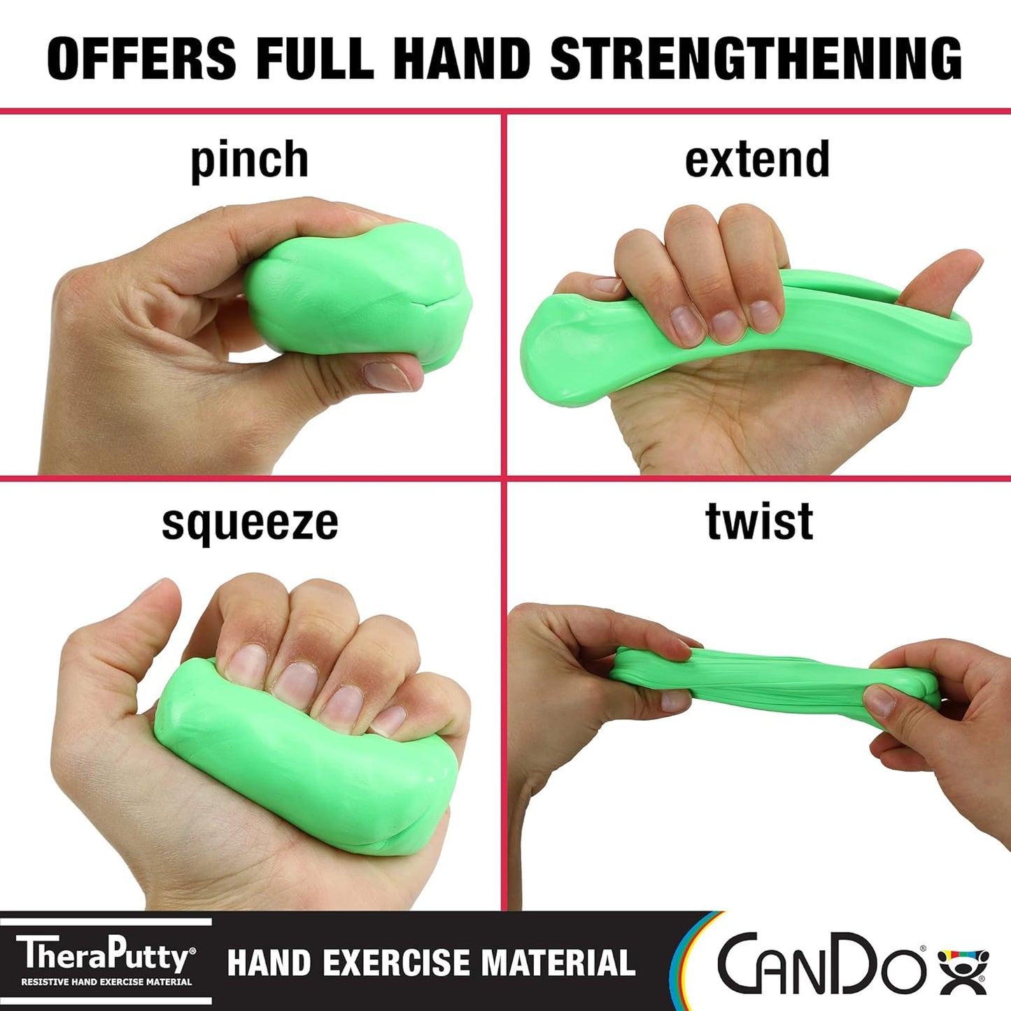 CanDo TheraPutty 4 Piece Set - X-Soft, Soft, Medium, and Firm Hand Exercise Putty