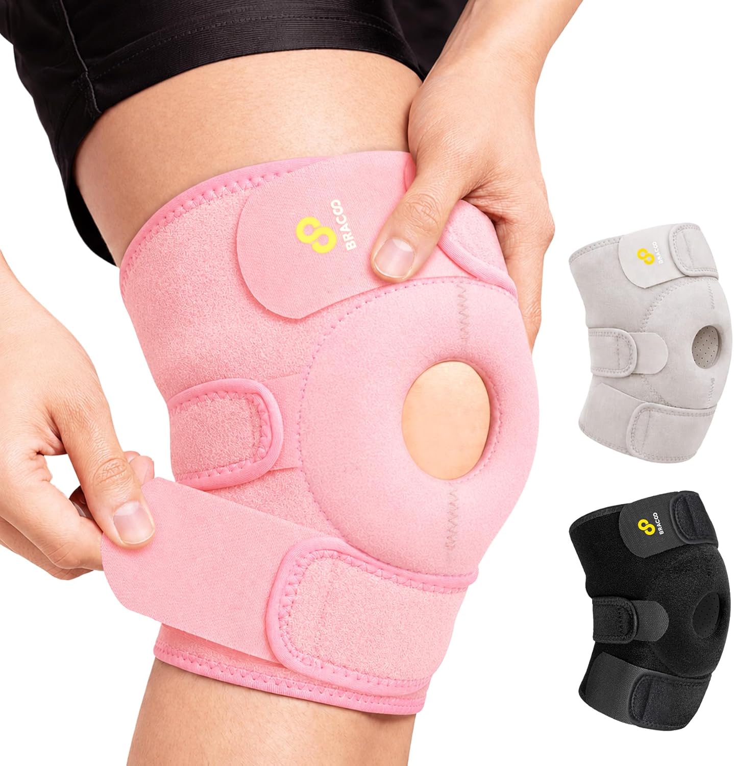 Bracoo Knee Support Brace for Men Women, Adjustable Compression Sleeve Wrap