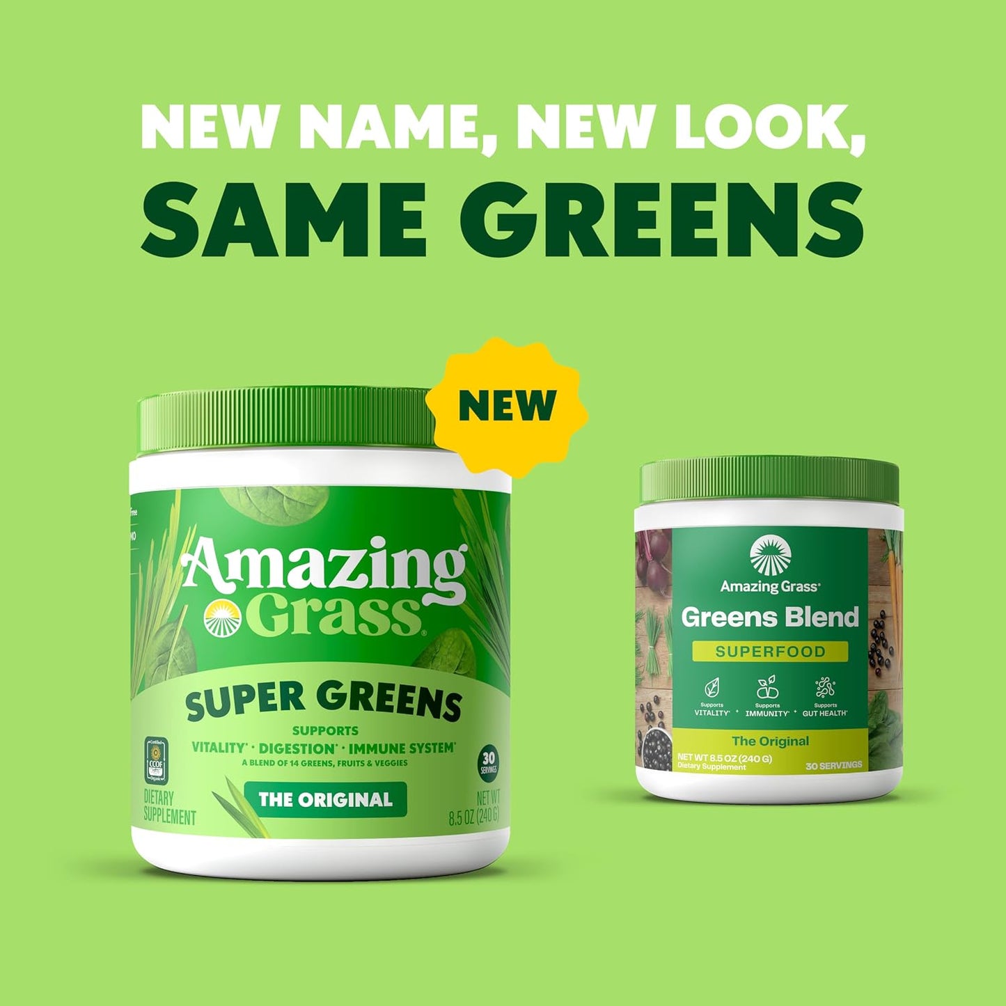Amazing Grass Super Greens Powder, Organic, Greens Superfood Powder, Smoothie Supplements, Supports Digestion, Probiotics, Spirulina, Beet Root, Original, 30 Servings, 8.5 Ounce (Packaging May Vary)