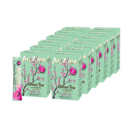 AriZona Green Tea On-the-Go Powder Drink Mix 0.07oz 10ct Box (12 Pack)