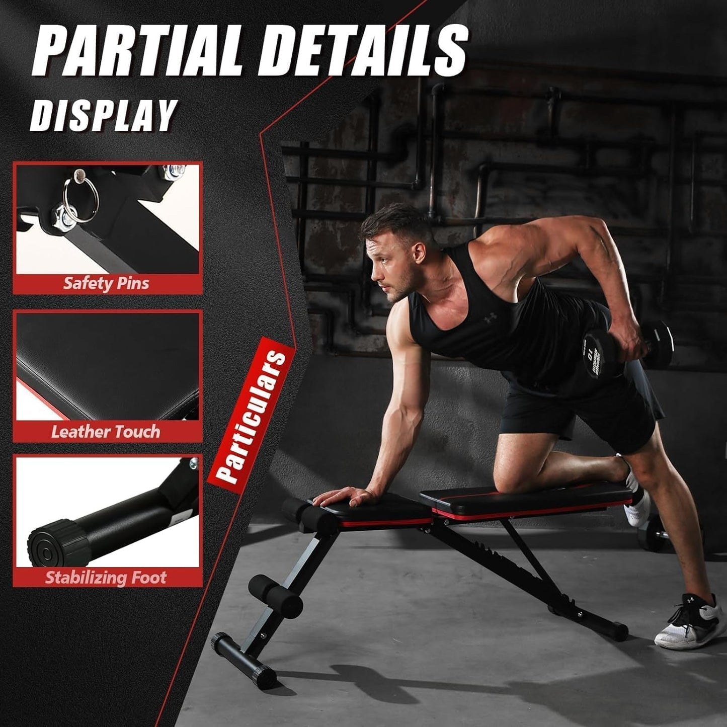 Adjustable Weight Bench Press, 880LB Capacity, Folding Home Gym Bench