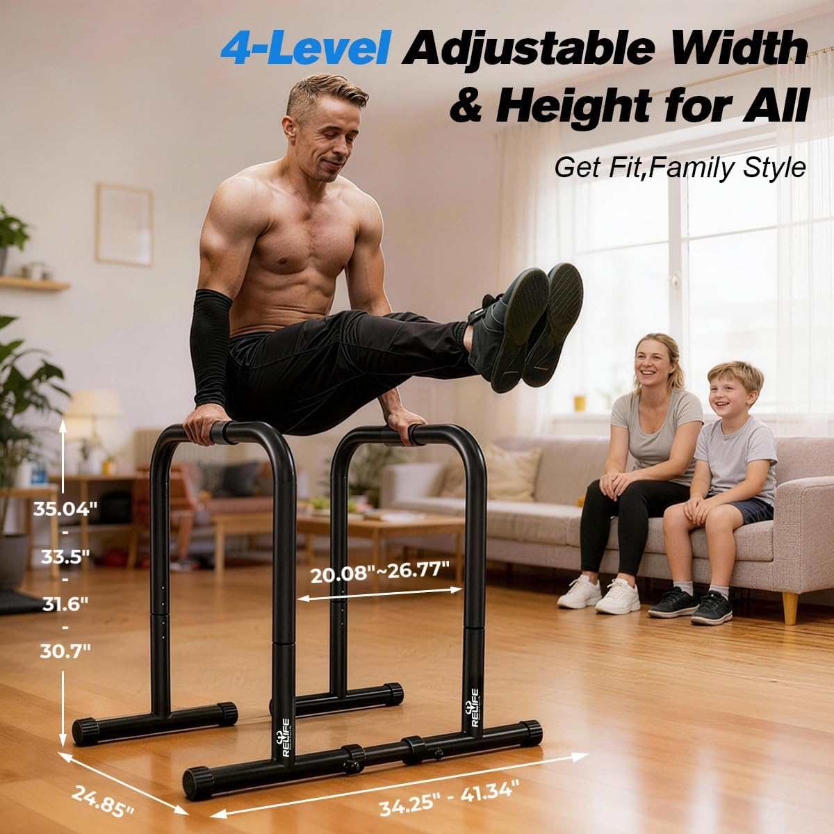 RELIFE Dip Station - Heavy Duty Dip Stands for Fitness Workouts