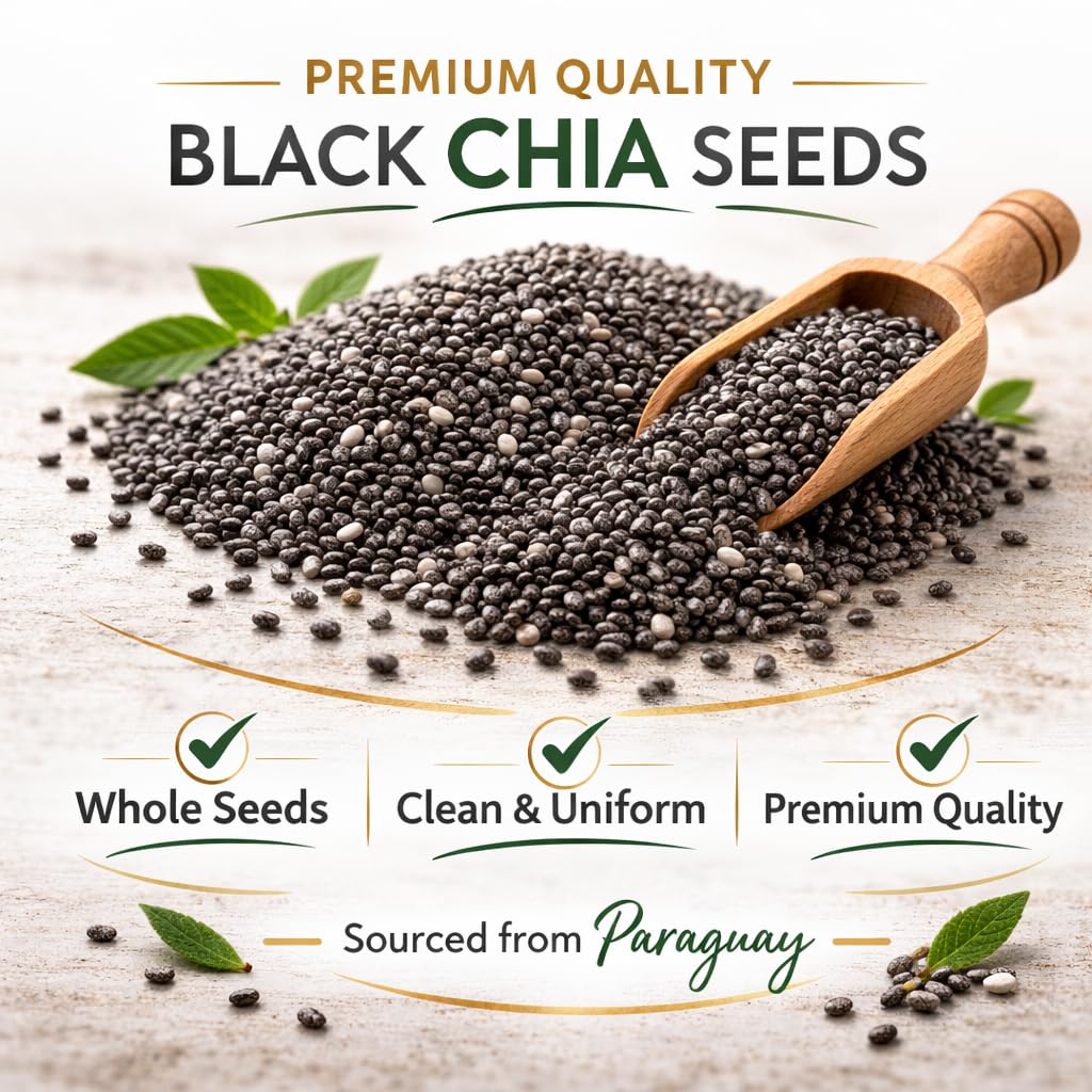 Organic Black Chia Seeds 4 lb Bulk – High Fiber Omega-3 Superfood, Non-GMO, Gluten Free, Vegan, Kosher, Whole Chia Seeds for Smoothies, Chia Pudding, Overnight Oats & Baking – Cereausly