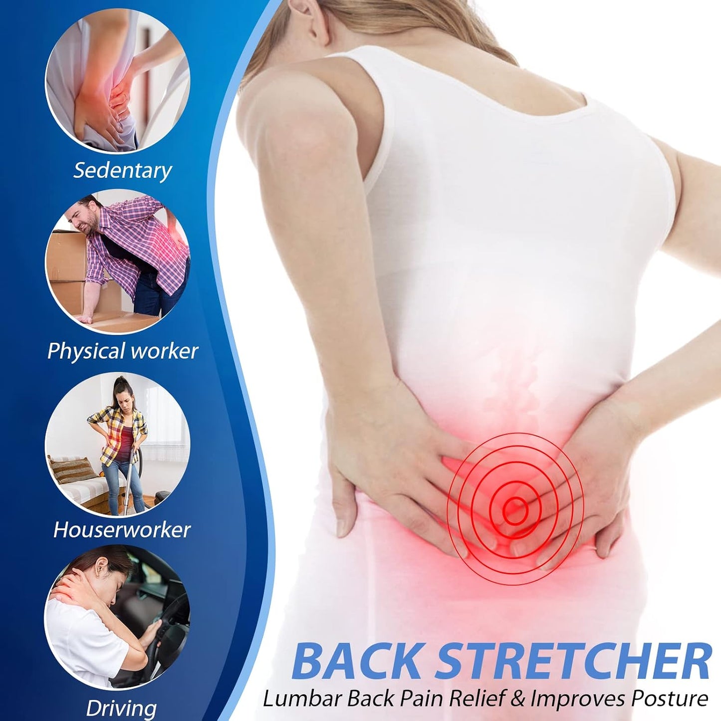 MINOLL Back Stretcher for Lower Back Pain Relief, Adjustable Arch Lumbar Support