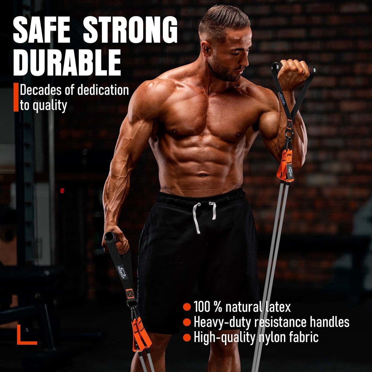 Resistance Bands with Handles, 175lb Exercise Bands for Fitness