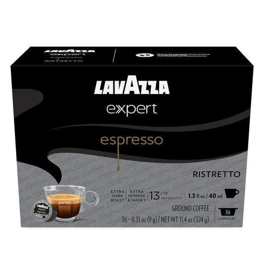 Lavazza Expert Espresso Ristretto Capsules, 36 Count, Extra Dark Roast, Arabica and Robusta Blend