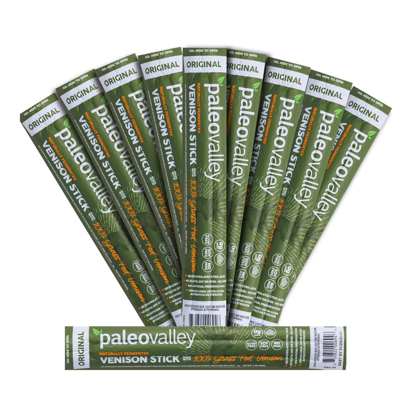 Paleovalley 100% Grass Fed Beef Sticks - Gluten Free Beef Snack - High Protein Keto Friendly