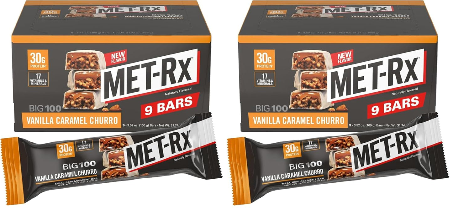 MET-Rx Big 100 Granola Protein Bar, 28 G Protein, Chocolate Chip, Pack of 9