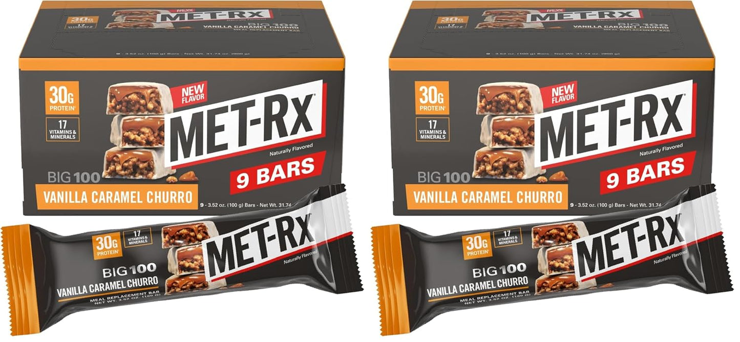 MET-Rx Big 100 Colossal Protein Bars, 9 Count, Chocolate Chip Cookie Dough, 3.52 oz
